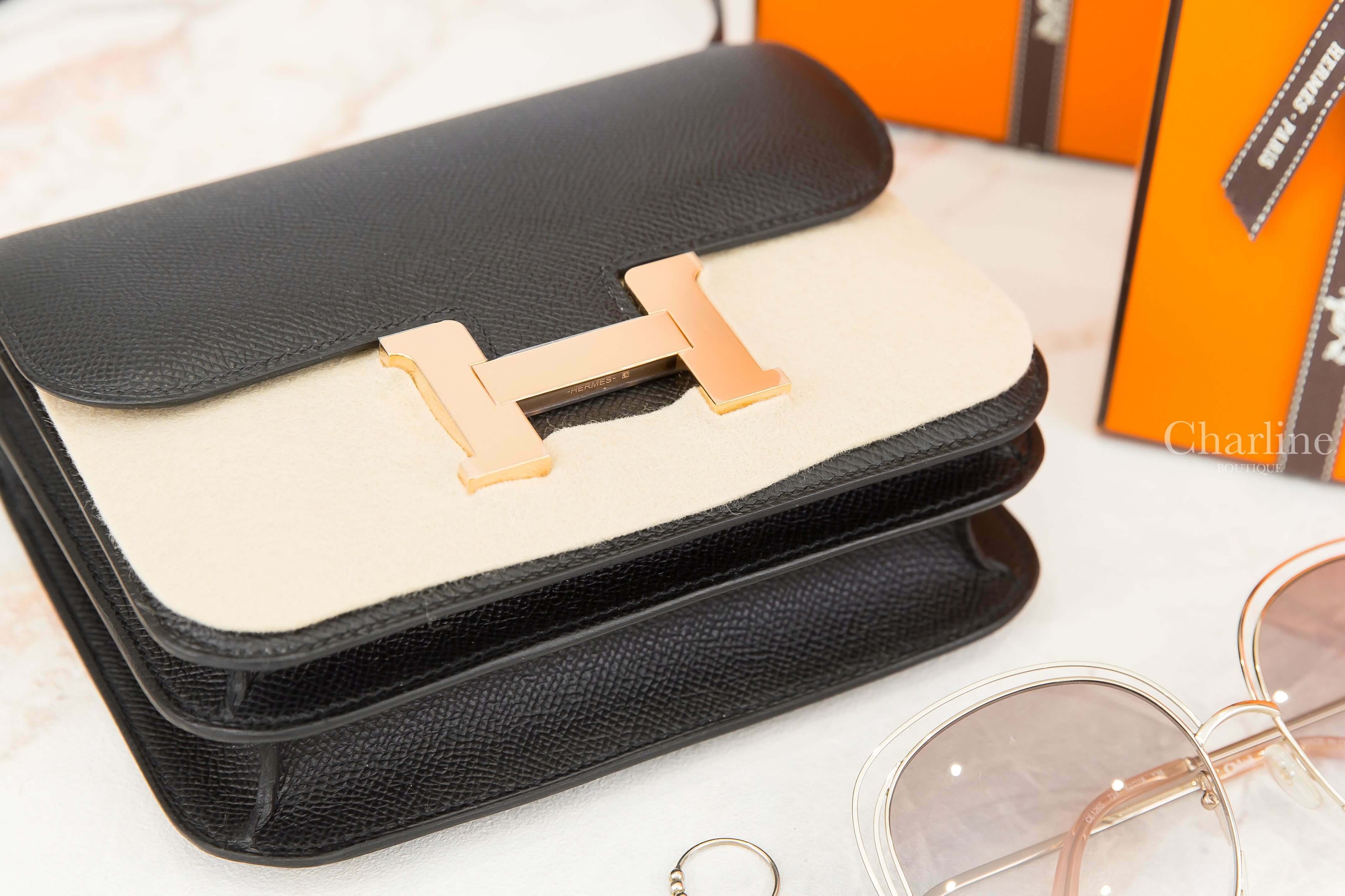 Hermès Mini Constance III 18cm 89 Noir Epsom U刻黑色玫瑰金釦-Charline Boutique 精品代購