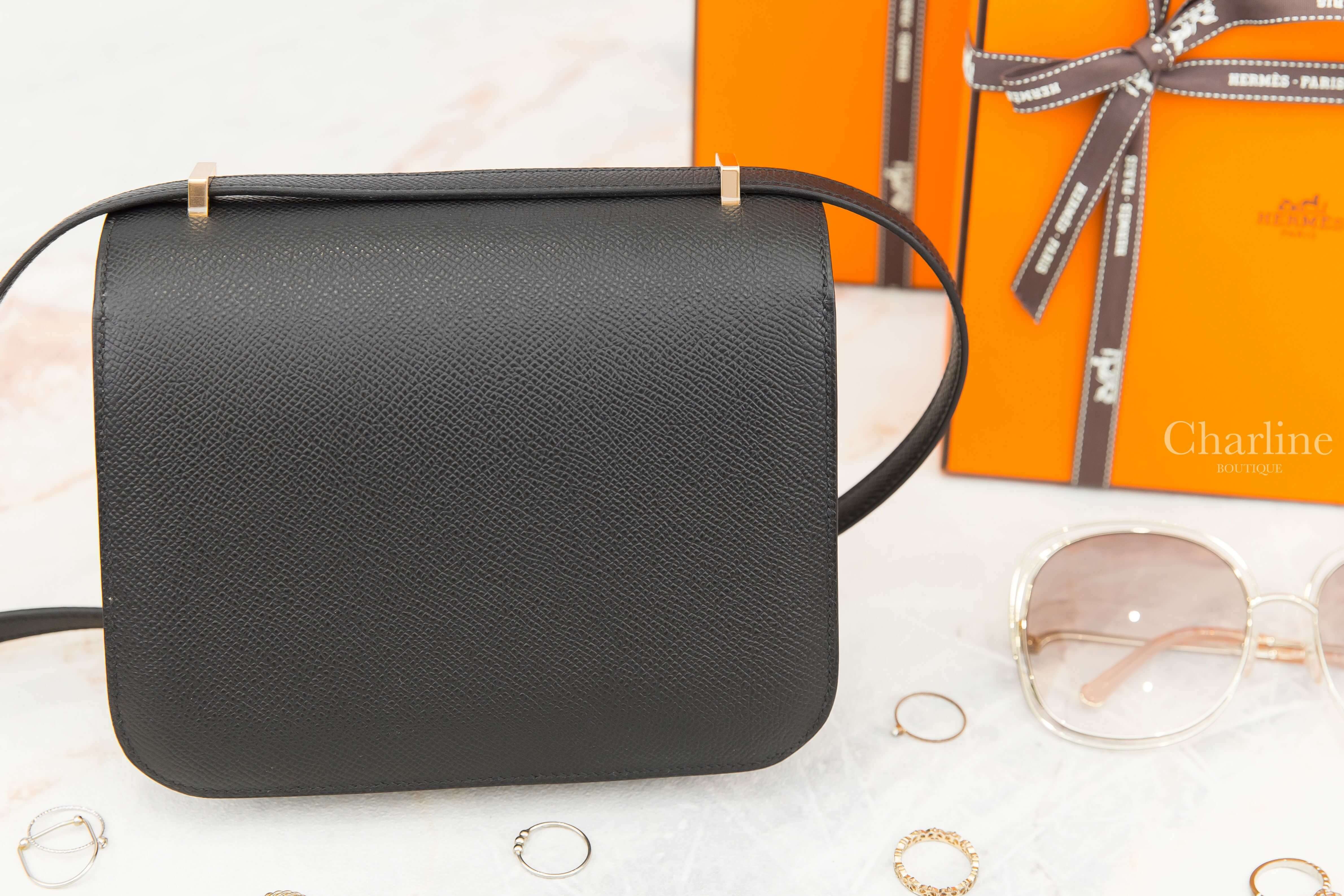 Hermès Mini Constance III 18cm 89 Noir Epsom U刻黑色玫瑰金釦-Charline Boutique 精品代購