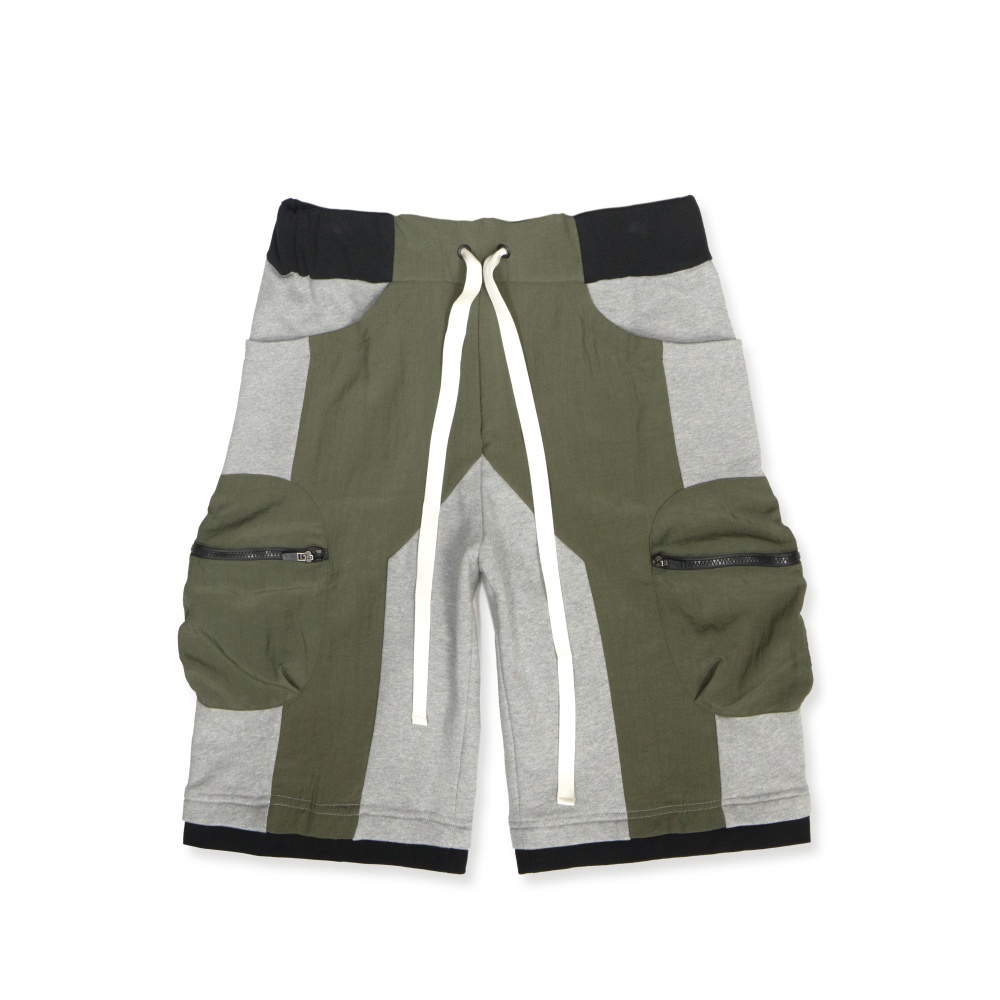 褲口羅紋短褲-灰