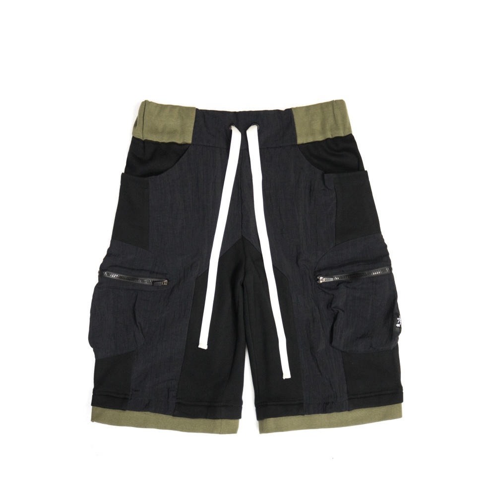 褲口羅紋短褲-黑