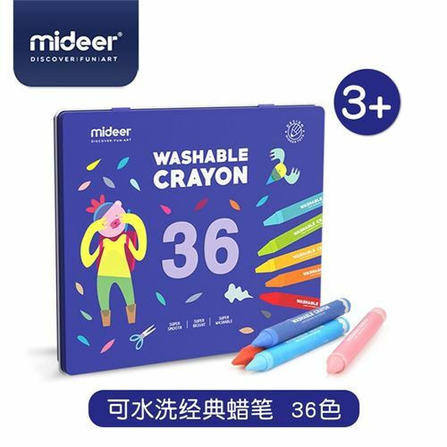《MiDeer》鐵盒裝可洗式蠟筆(36色)
