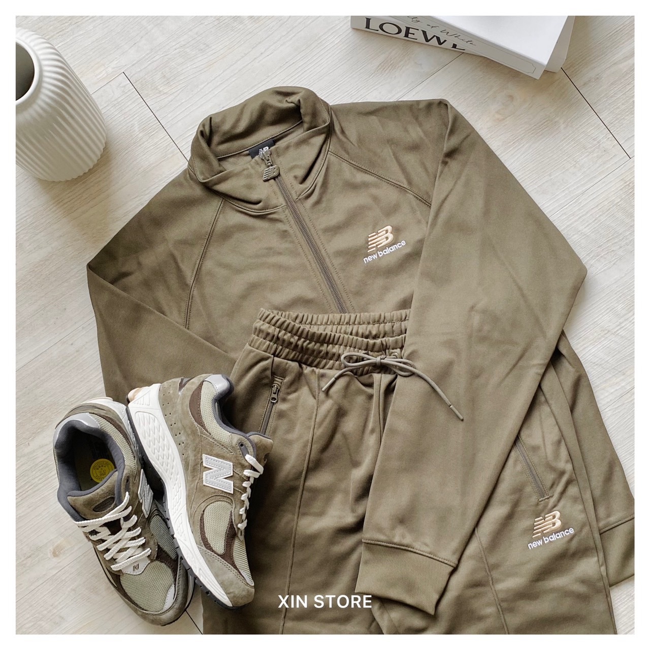 【現貨】New Balance NB Uni-ssentials 外套 長褲 刺繡 Logo 套裝 黑 軍綠