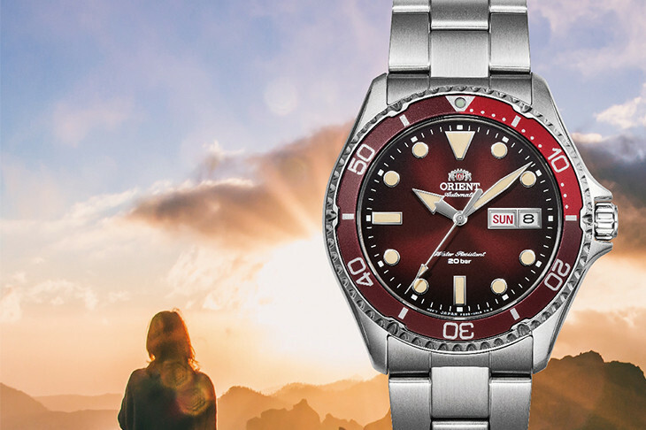 萬年鐘錶 - 東方錶  ORIENT   限量復古酒紅面盤潛水機械錶   RA-AA0814R   錶徑 : 41.8mm