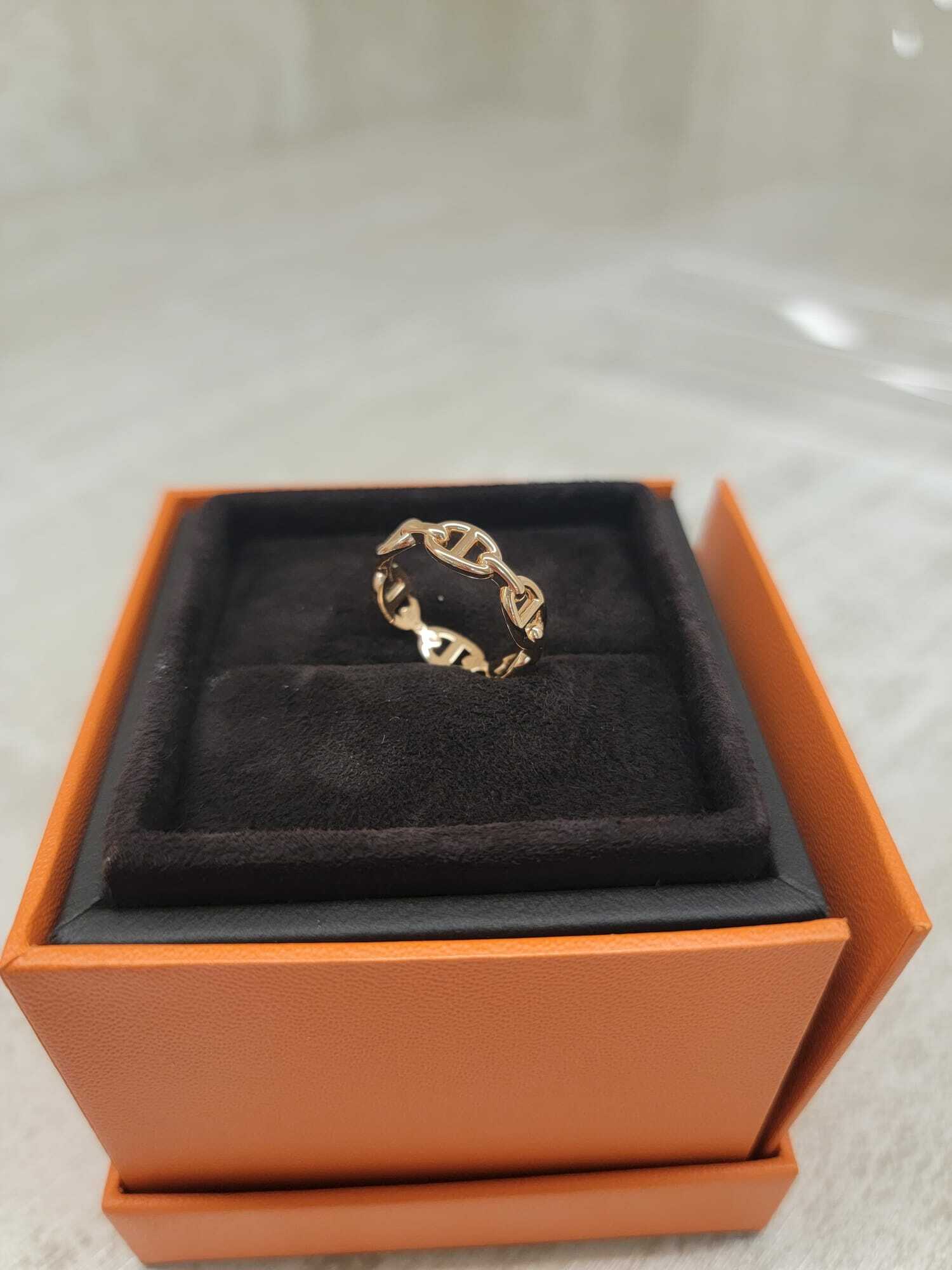 HERMES 18k Rose Gold Chaine d'Ancre Enchainee RING  豬鼻戒指18k玫瑰金