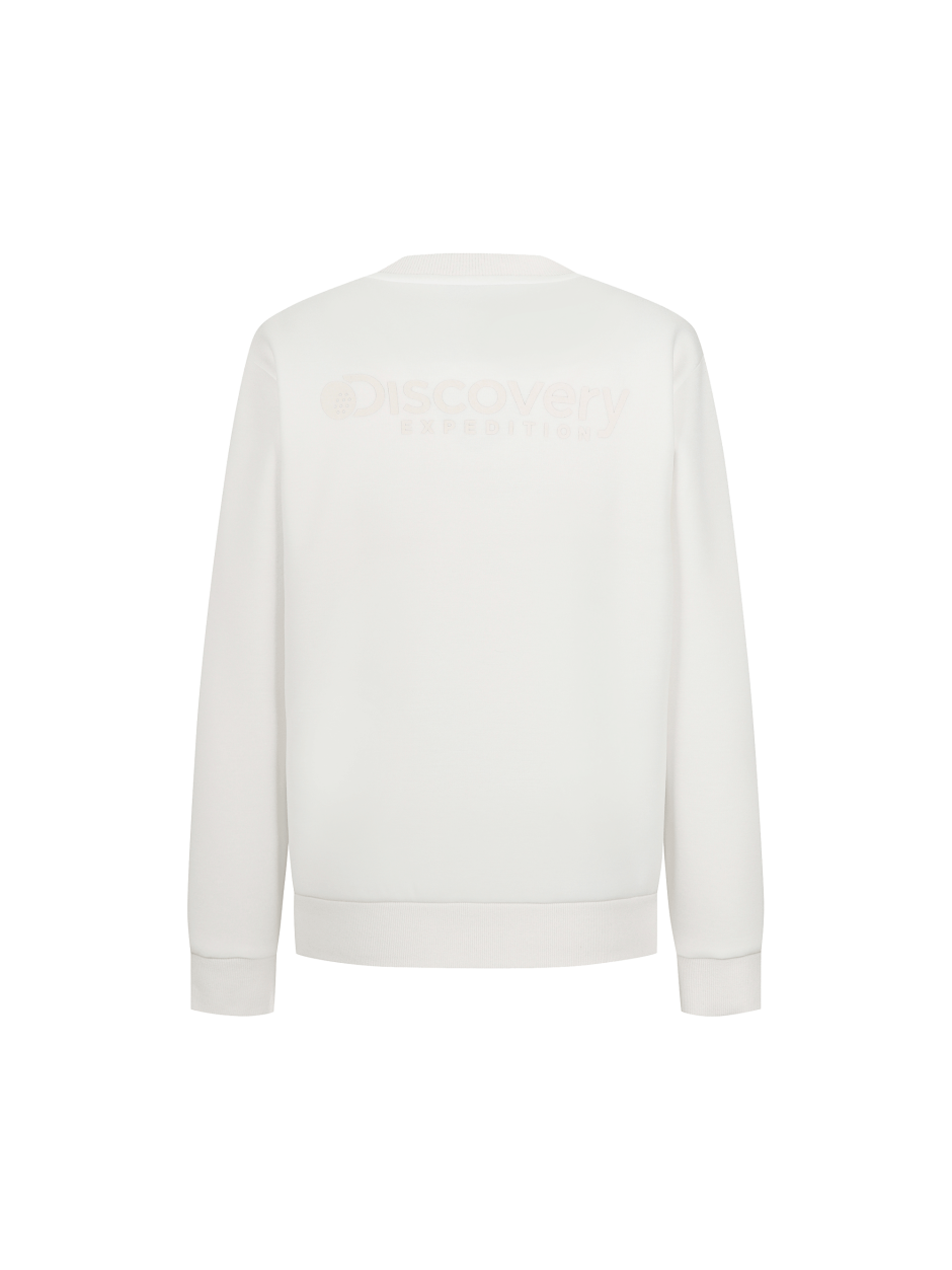 Discovery 高爾夫球 卡通圖騰 長袖 大學T 運動衫 白色 男