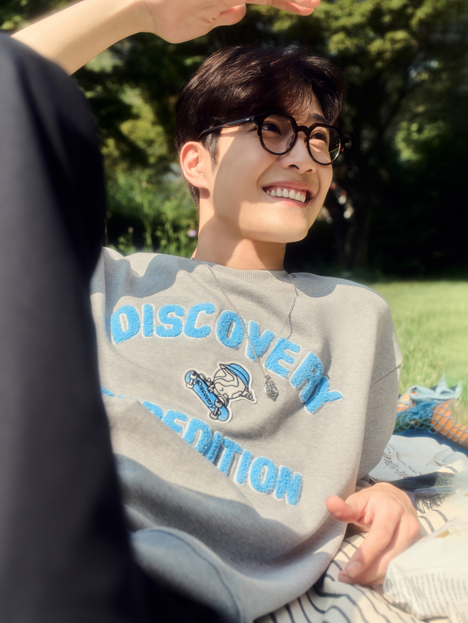 Discovery 高爾夫球 大圖騰 長袖 大學T 運動衫 灰色 男