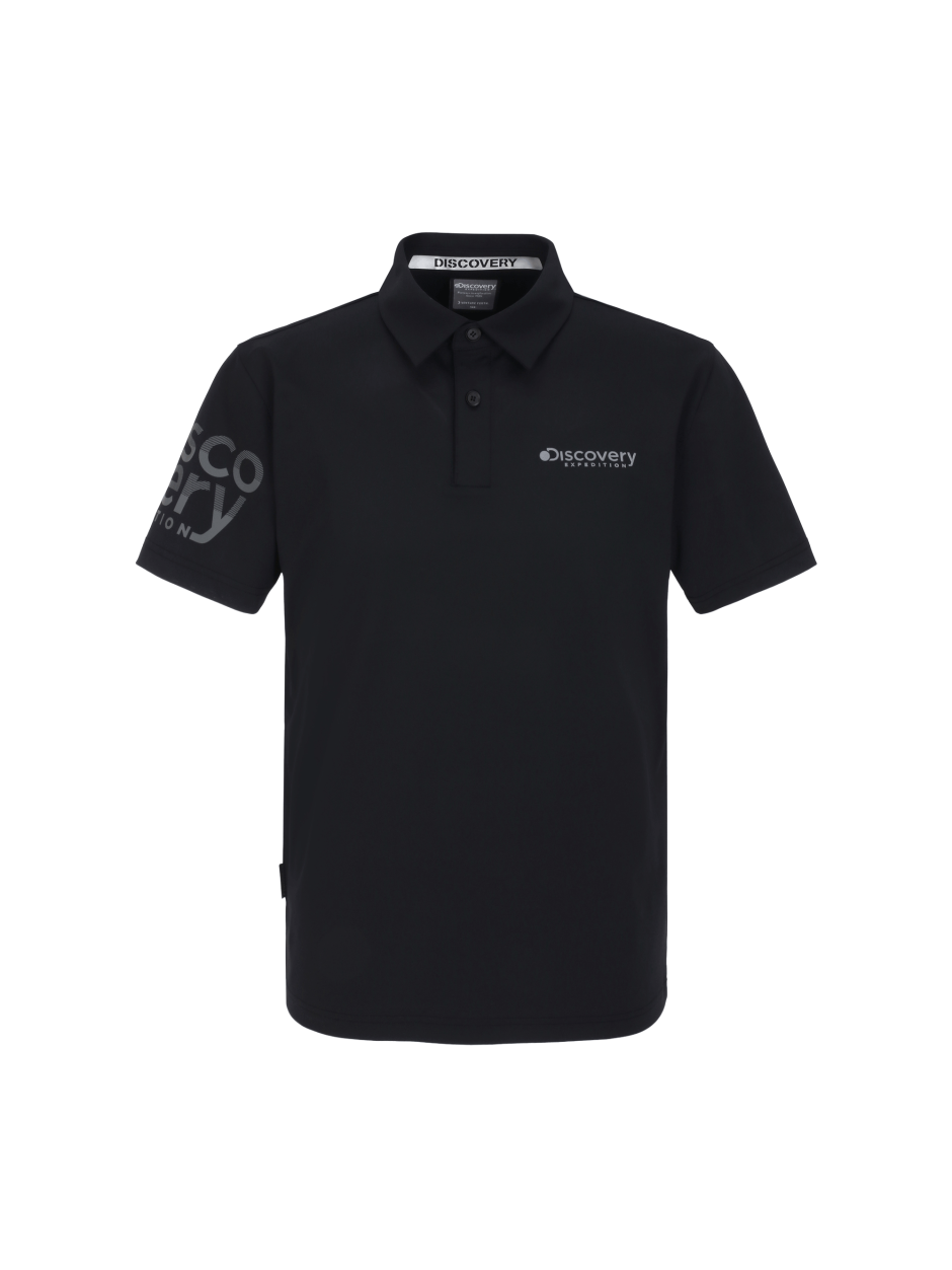 Discovery 涼感 袖口大字LOGO 短袖 T恤 襯衫 戶外 黑色 男