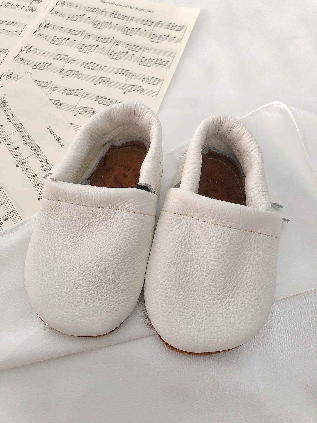 美國Starry Knight Design 真皮學步鞋 - Moccs (White Leather)