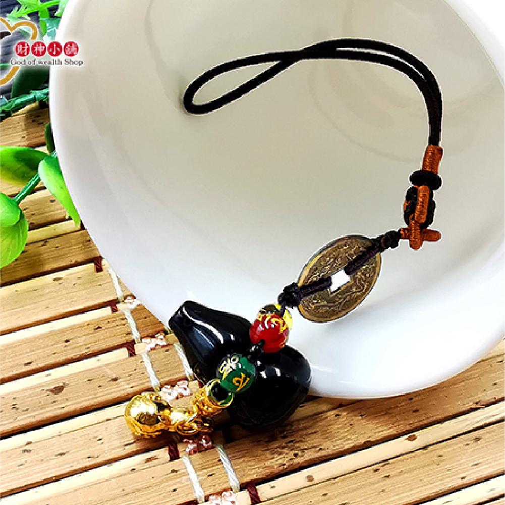 【財神小舖】黑曜石雙福轉運吊飾(含開光)