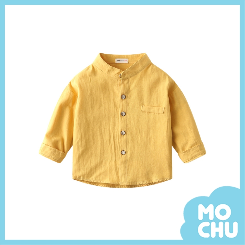 純色立領長袖襯衫(三色)