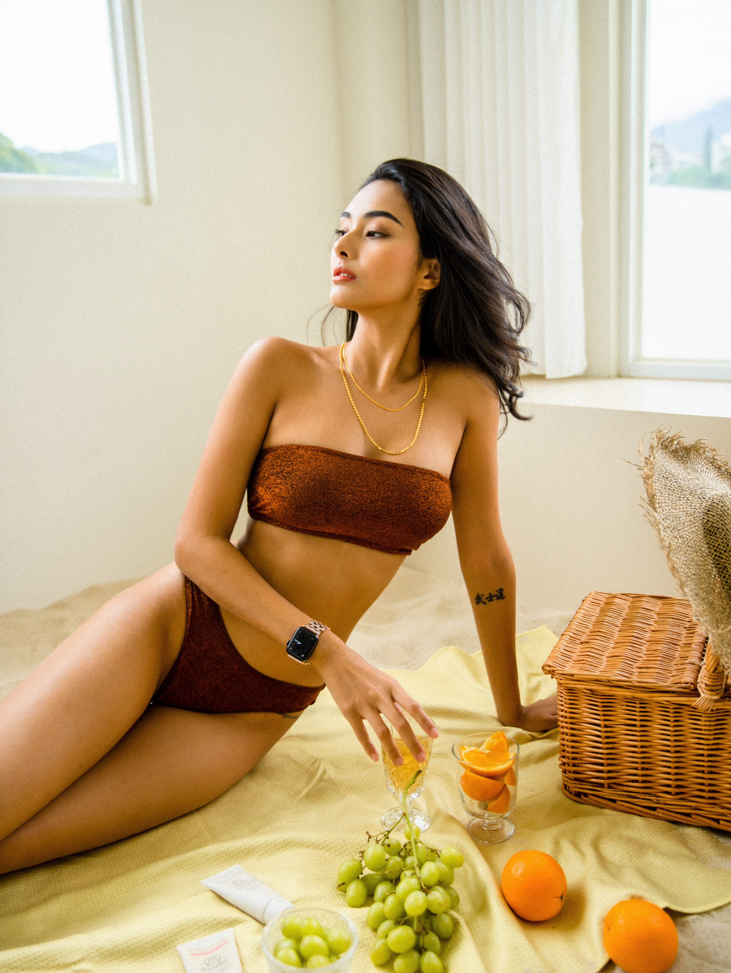 微光閃耀平口泳衣（微醺古銅/4尺寸）