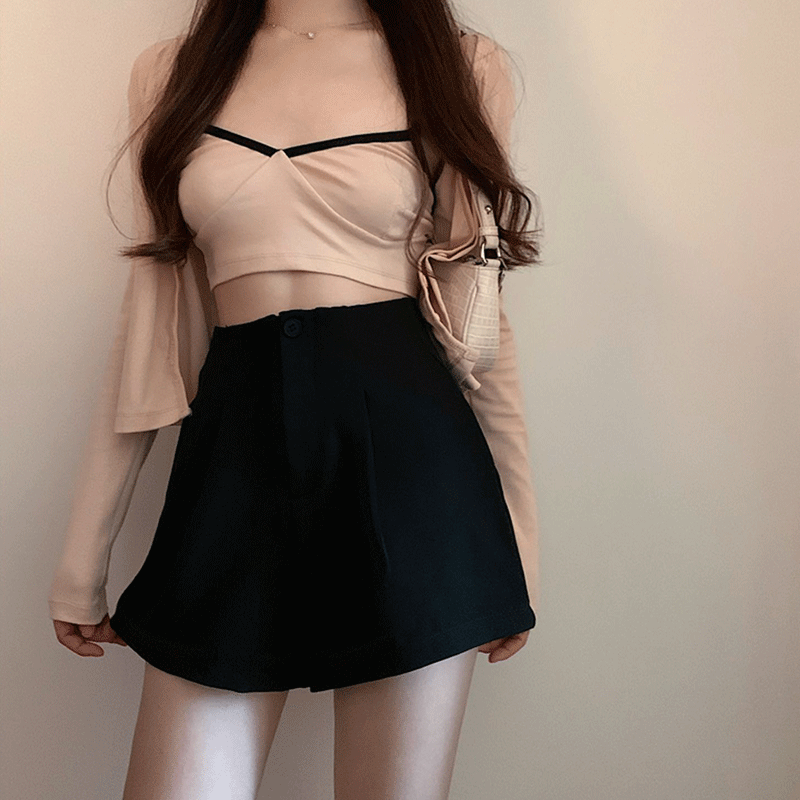 挺版_百搭高腰短褲(咖灰/黑)