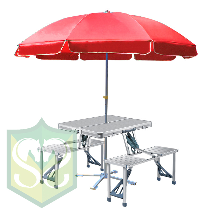 Outdoor Folding Chair With Sun Umbrella Set