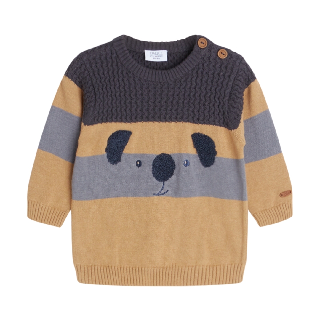 〖 Hust & Claire 〗熊熊拼色針織上衣