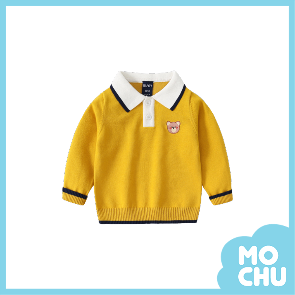 臉紅小熊方領毛衣