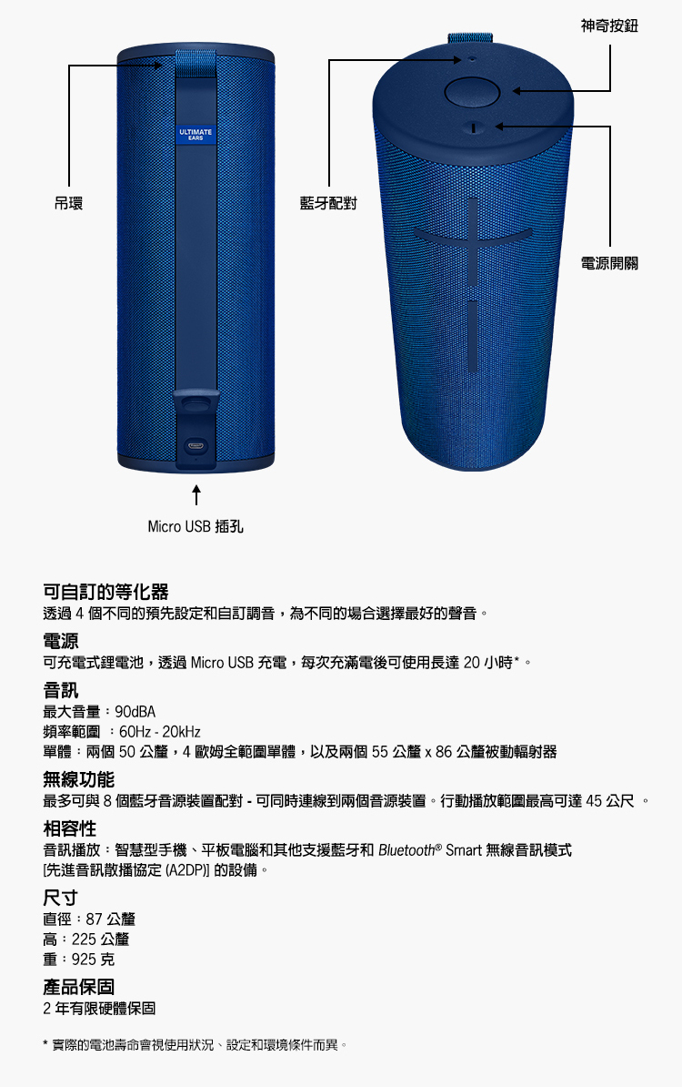 Ultimate Ears - UE MEGABOOM 3 無線藍牙喇叭湖水藍- BreezeOnline