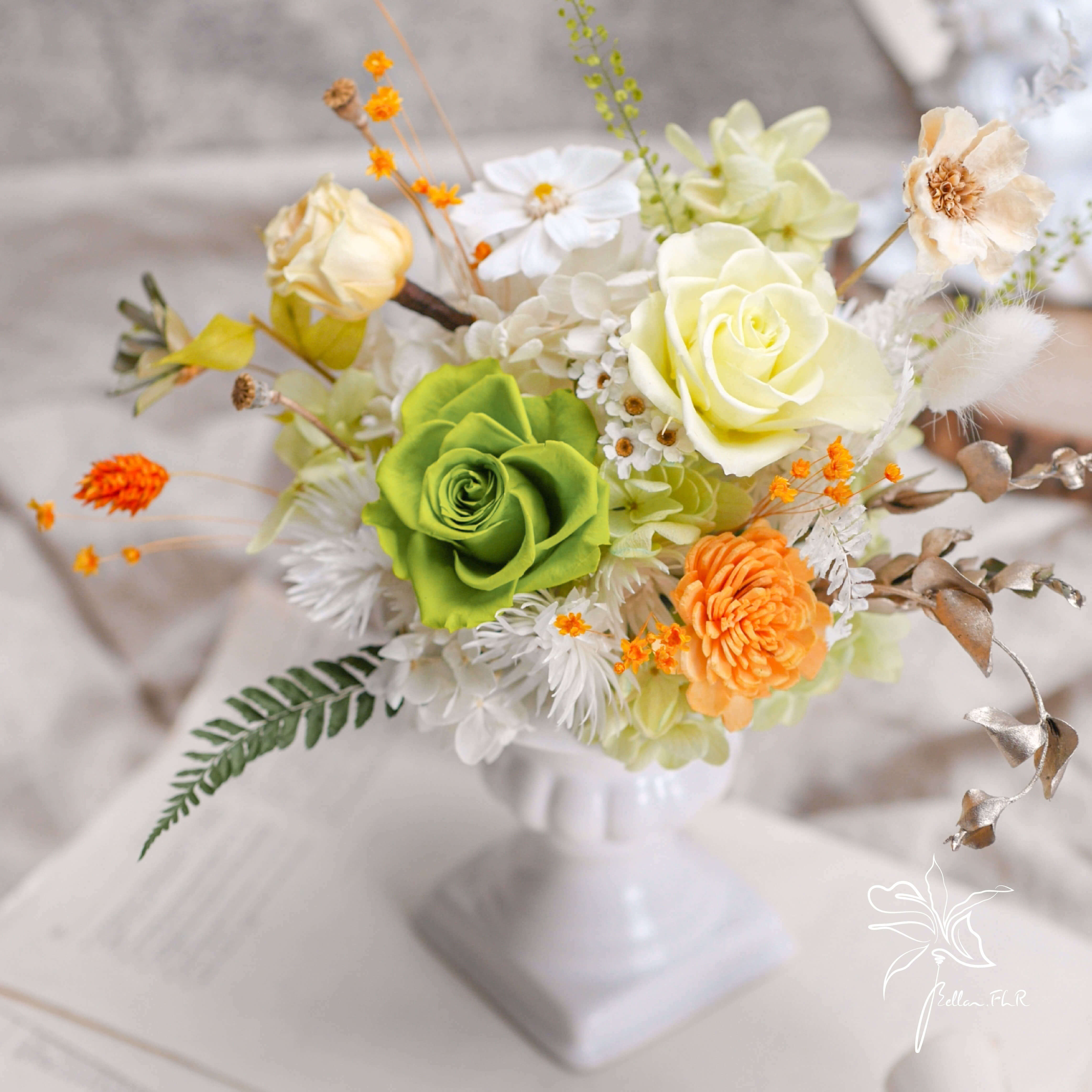 【許下的祝福】永生乾燥瓷器盆花