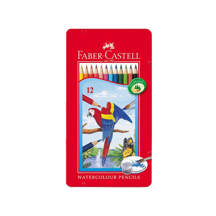 【FABER-CASTELL】12色水彩色鉛筆(鐵盒裝)(附水彩筆)