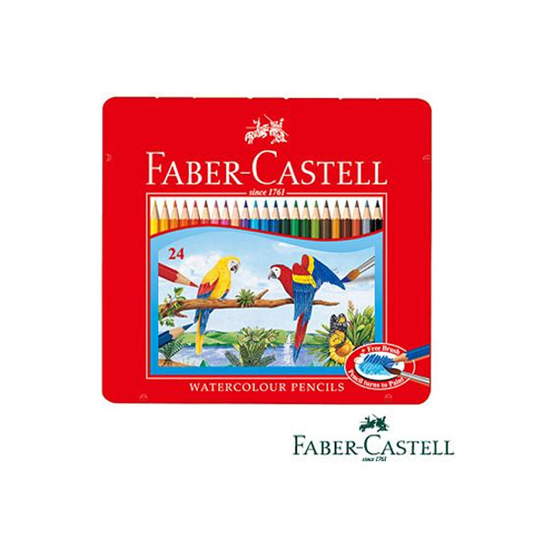 【FABER-CASTELL】24色水彩色鉛筆(鐵盒裝)(附水彩筆)