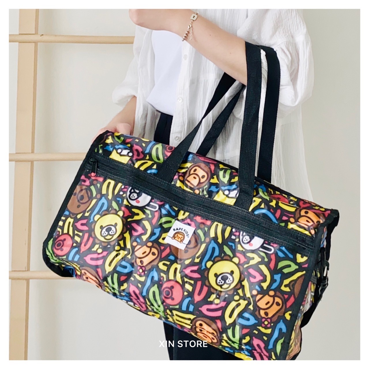 【現貨】A Bathing APE Bape Kids bag 日本限定 行李袋 健身包 滿版 彩色