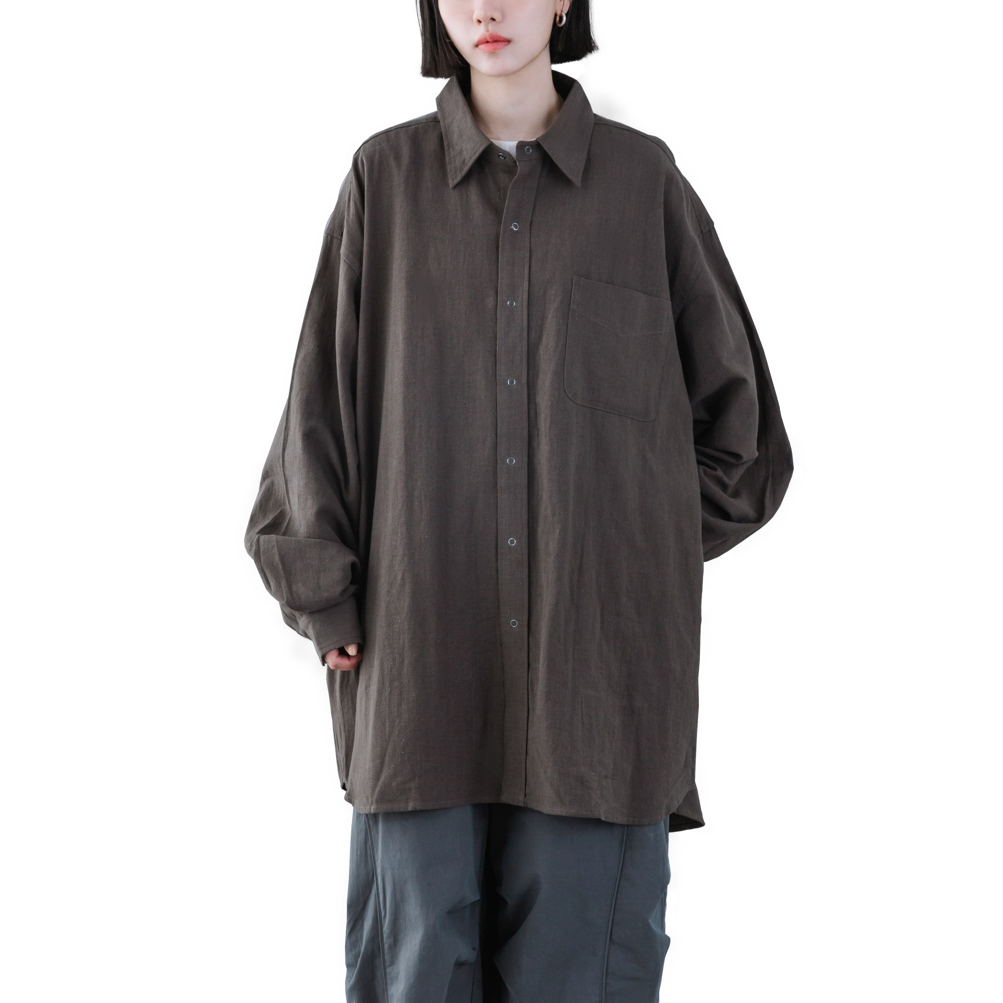 BURLAP OUTFITTER 22SS - L/S B.B. Shirt Linen - D-Olive