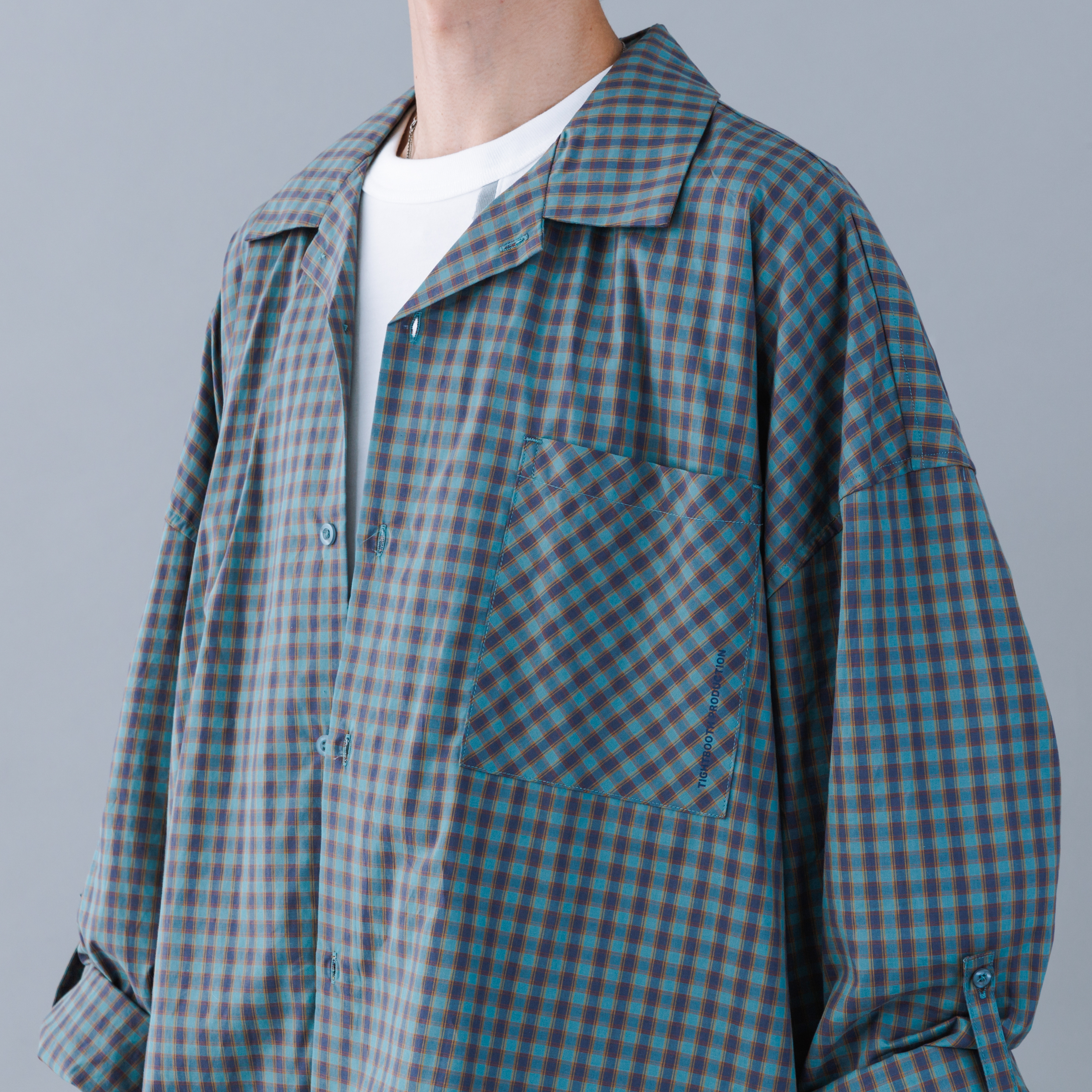 TIGHTBOOTH - Plaid Roll-Up Shirt