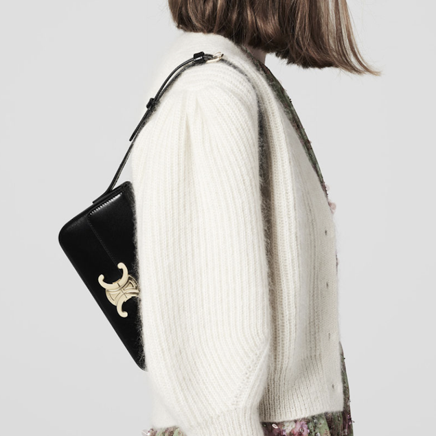 Celine triomphe 黑金腋下包