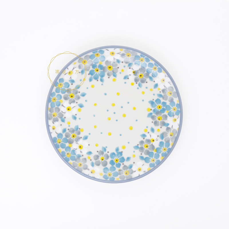 圓盤-Ø15.5cm-鄉村風 小藍花-黃白