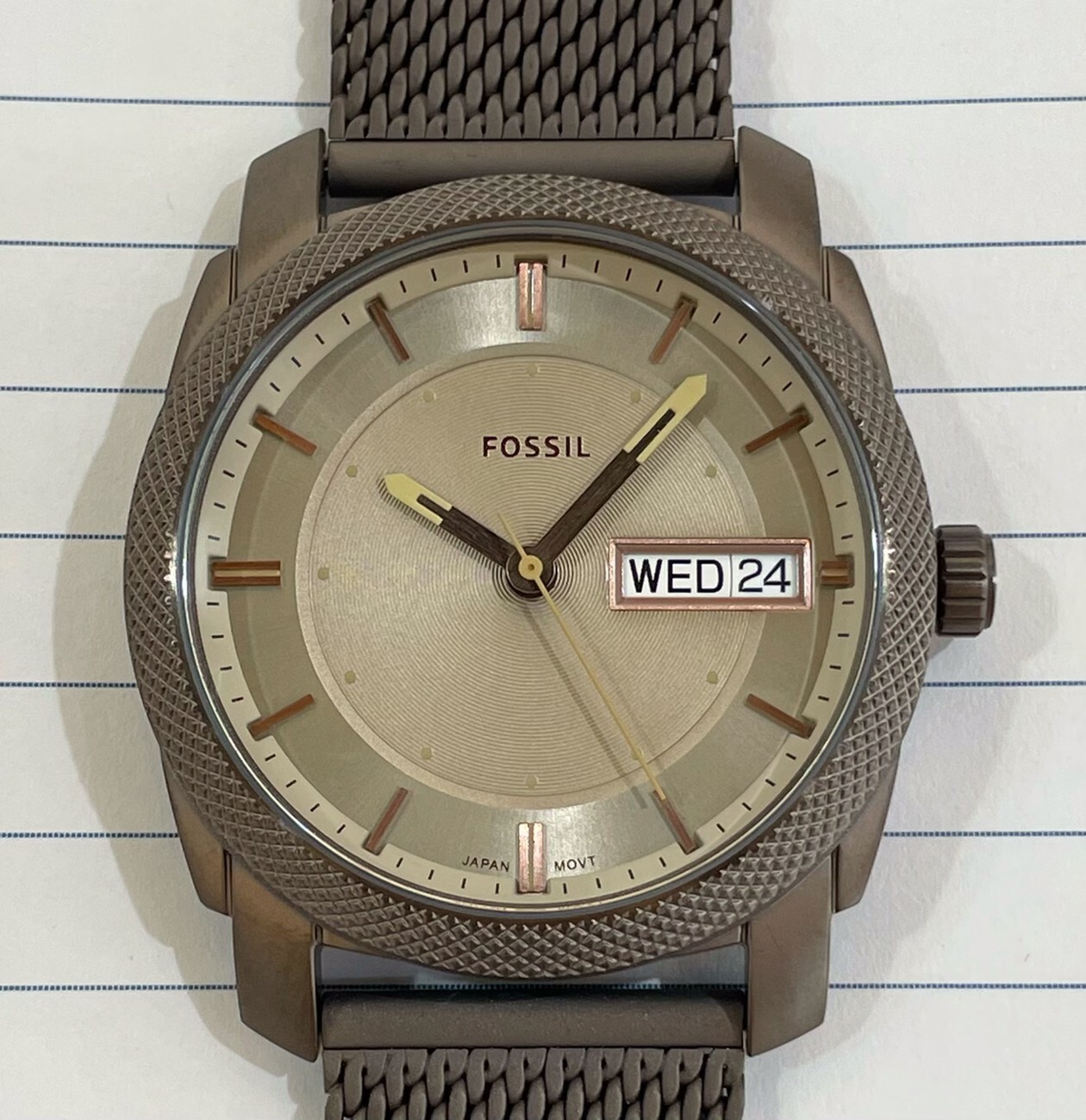 【Fossil】Mesh 美式霧面棕米蘭帶手錶 FS5936 42mm 現代鐘錶