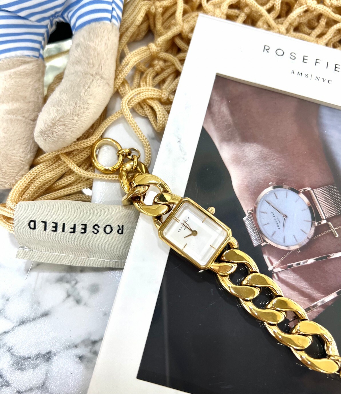 【ROSEFIELD】時尚簡約方形手環式腕錶 SWGSG-O55 20mm 現代鐘錶