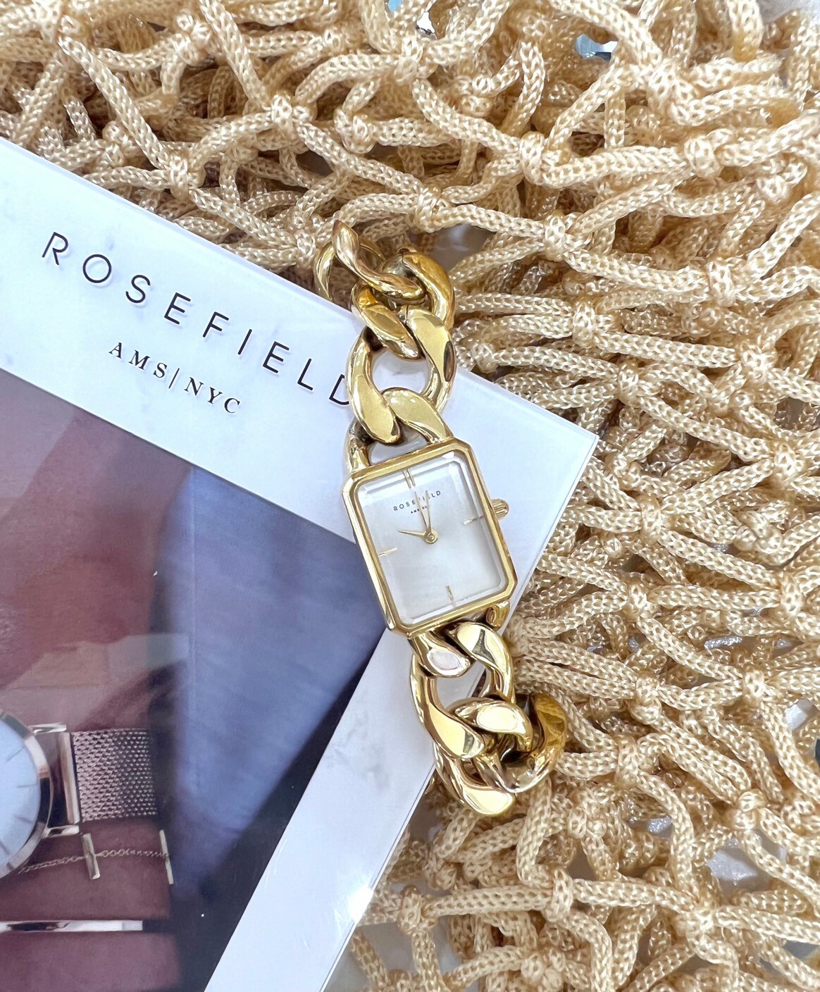 【ROSEFIELD】時尚簡約方形手環式腕錶 SWGSG-O55 20mm 現代鐘錶