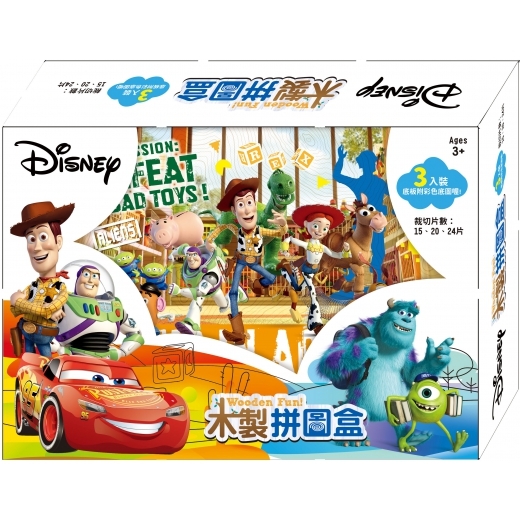 《 Disney 迪士尼 》木製拼圖盒 迪士尼綜合