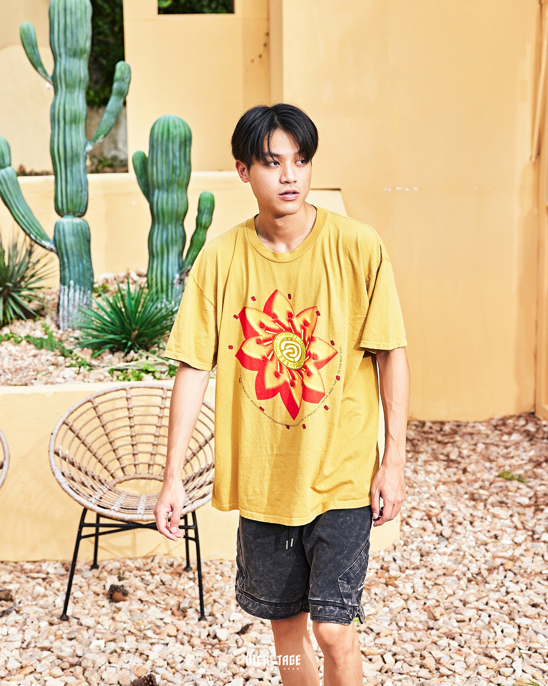 [特價售出無退換]  男女款 Travis Scott Flower Tee 土黃色 沙漠之花 仙人掌 塗鴉 短袖 短T TS【CJAM-SS02】