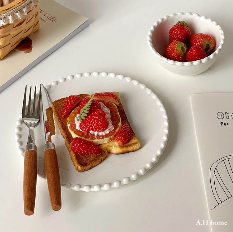 【ＡＨ528】韓國ins珍珠花邊碗盤