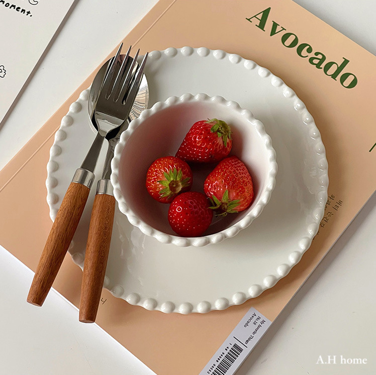 【ＡＨ528】韓國ins珍珠花邊碗盤