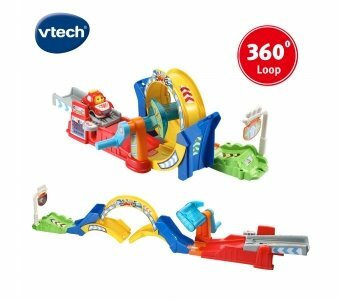 《 英國 Vtech 》嘟嘟聲光互動車-360度旋轉軌道組