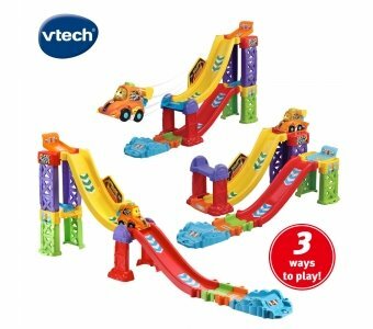 《 英國 Vtech 》嘟嘟聲光互動車-3合1賽車軌道組