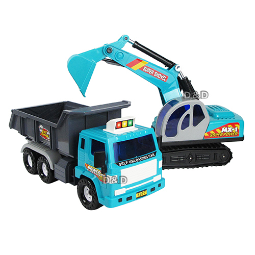 《 KIDMATE 》大型砂石車+挖土機(顏色隨機出貨)