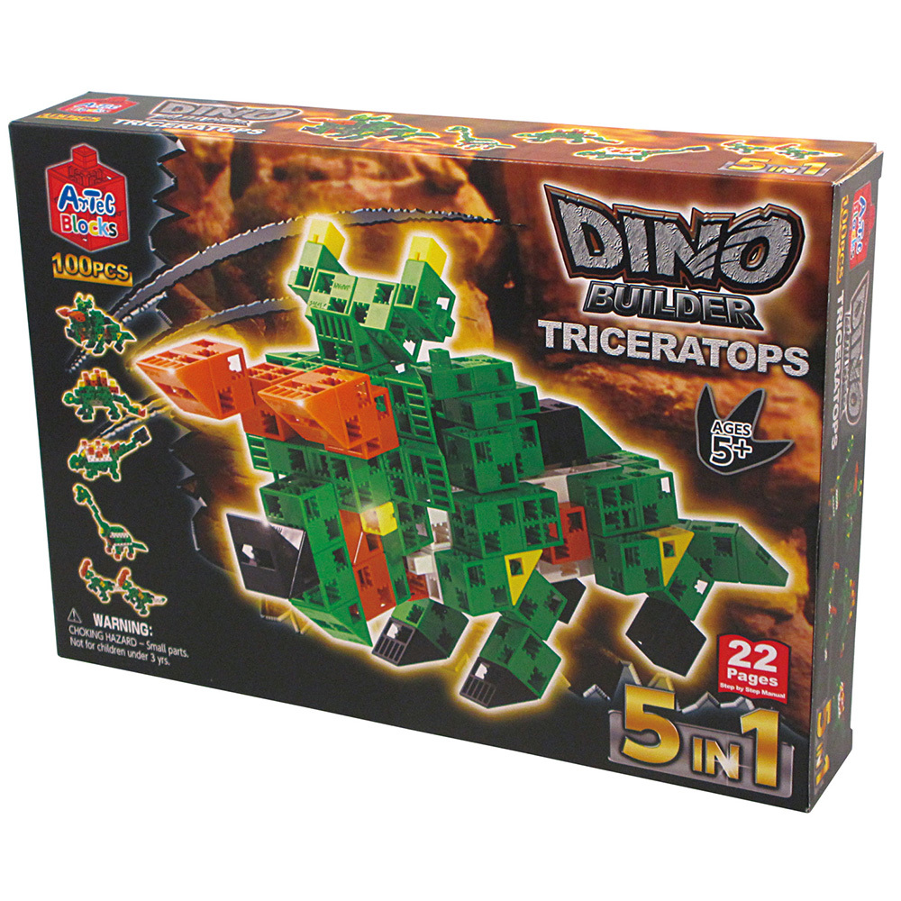 《 Artec日本彩色積木 》DINO(綠) 恐龍組合 – 三角龍