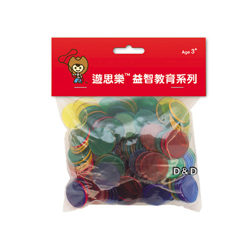 《 少年台製積木 》圓形透明片 ( 1 英吋,4 色,200 pcs )