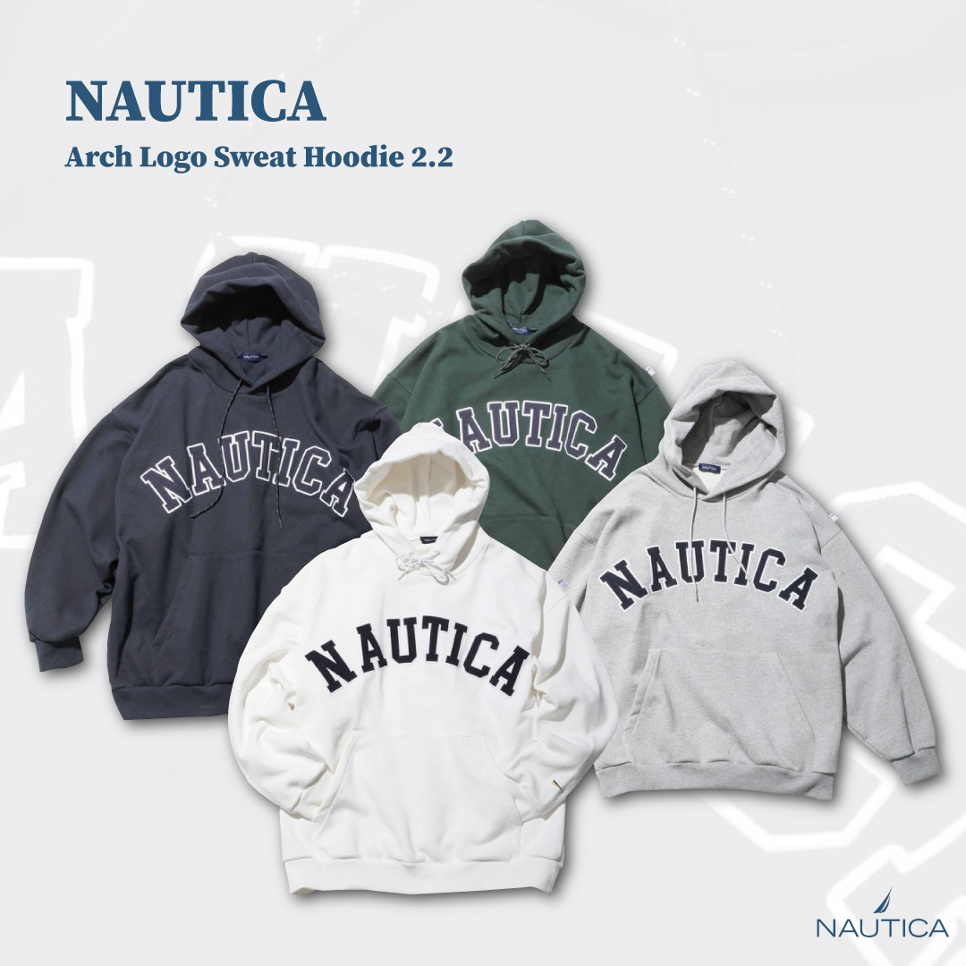 NAUTICA Arch Logo Sweat Hoodie 2.2 大Logo 字母刺繡帽踢
