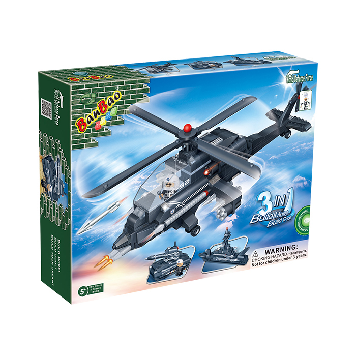 《 BanBao 邦寶積木 》國防系列-阿帕奇戰機3in1