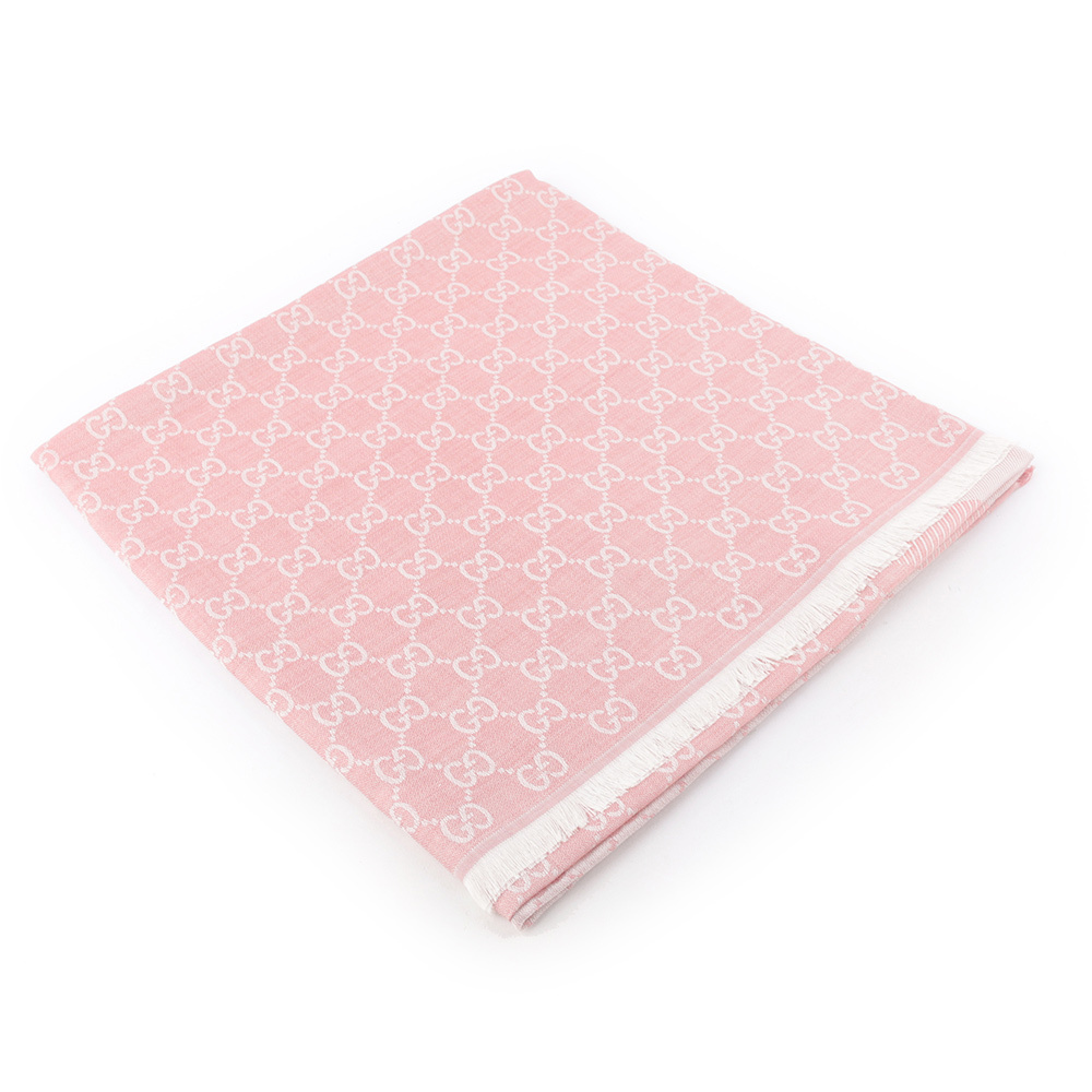 【GUCCI】GG Logo 羊毛混絲雙色披肩/圍巾