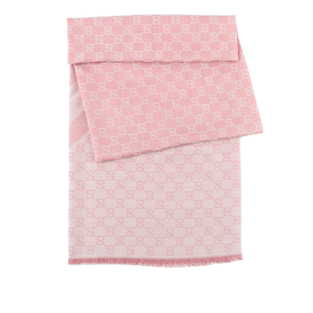 【GUCCI】GG Logo 羊毛混絲雙色披肩/圍巾