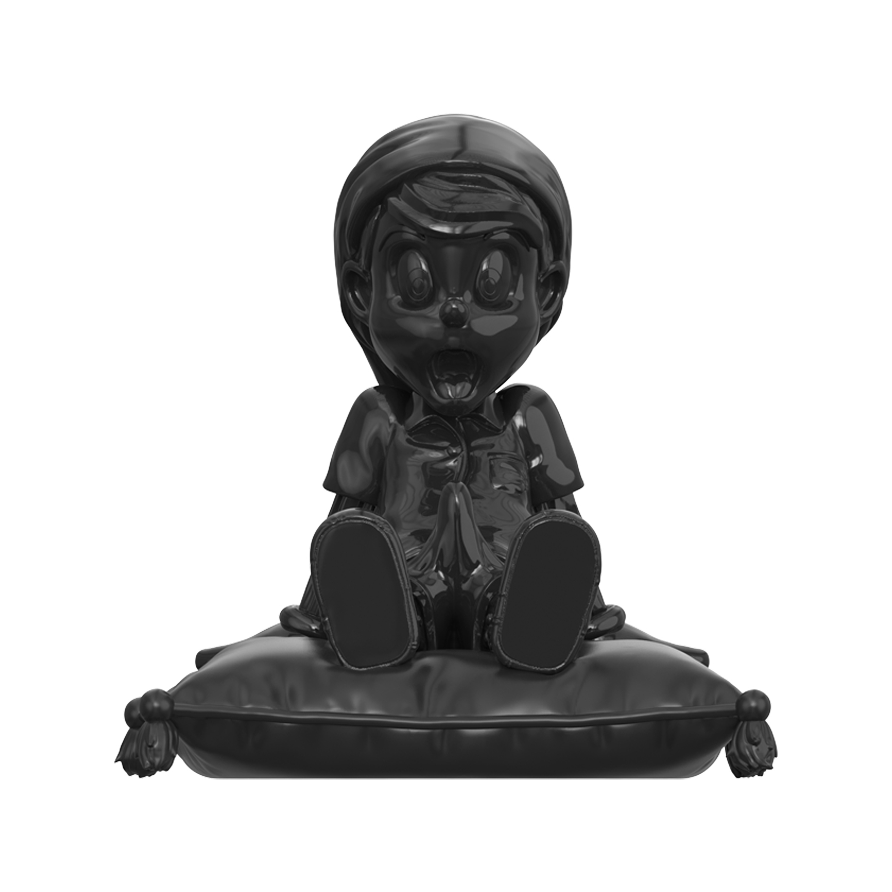 A WOOD AWAKENING CHILL-OUT: PORCELAIN BY JUCE GACE (BLACK EDITION) 陶瓷 坐姿小木偶 全黑