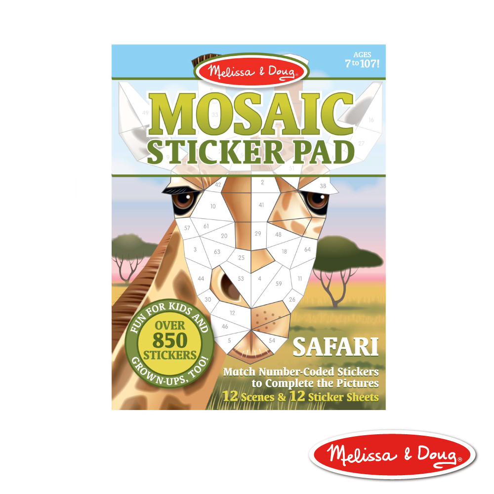 《 美國 Melissa & Doug 》貼紙簿-數字馬賽克貼, 非洲動物