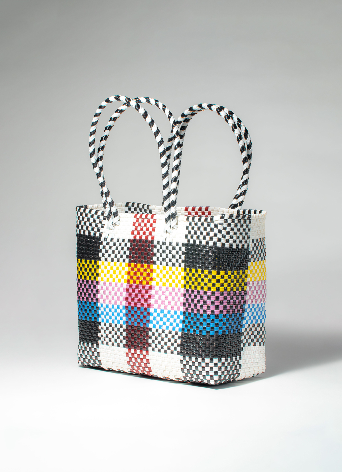 墨西哥環保手工編織MERCADO包-2299WB-25X25cm-多彩英式格紋