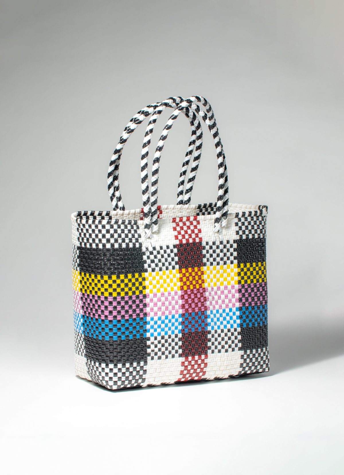 墨西哥環保手工編織MERCADO包-2299WB-25X25cm-多彩英式格紋