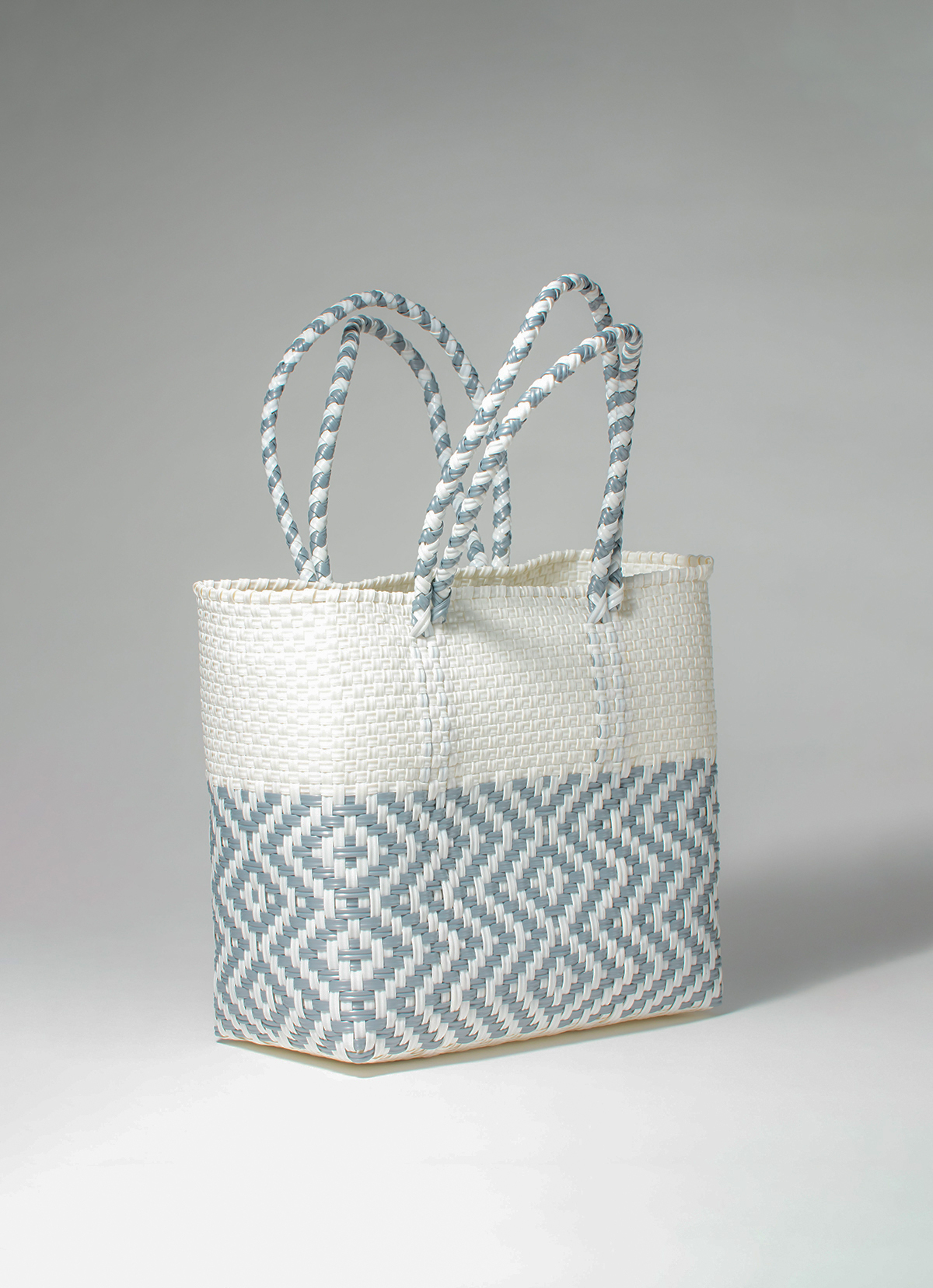 墨西哥環保手工編織MERCADO包-2299WB-25X25cm-白灰波紋