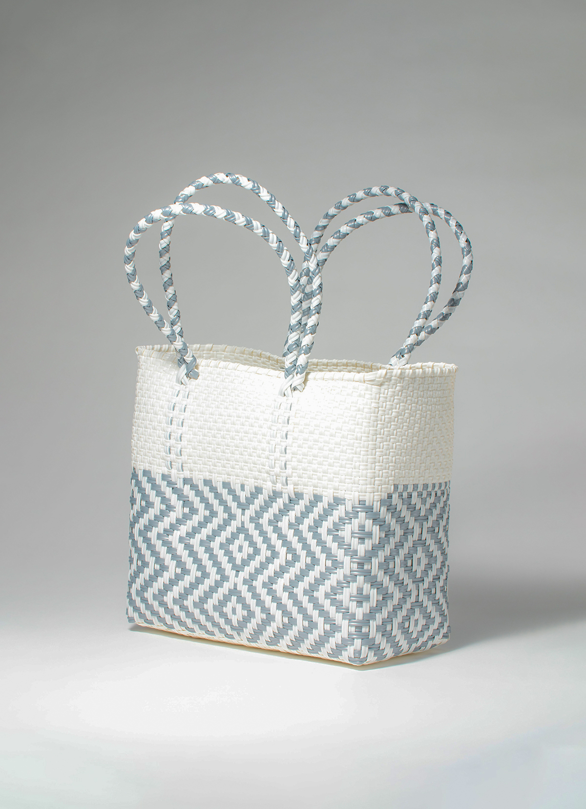 墨西哥環保手工編織MERCADO包-2299WB-25X25cm-白灰波紋